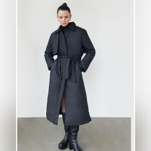 NWOT Oak + Fort Long black Puffer jacket, size M